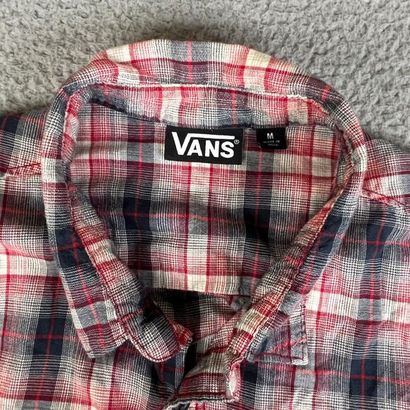 Lot of 2 Vans Shirt Men Medium Blue Red Plaid Button Pocket Surfer Skater School - Picture 12 of 16